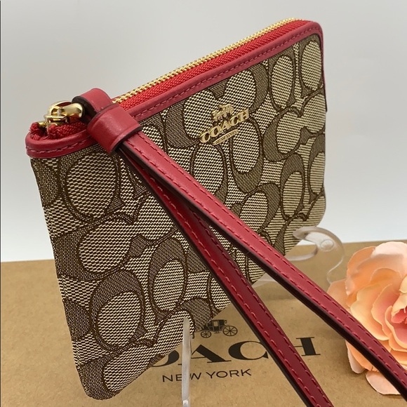 COACH Double Corner Zip Wristlet In Signature Canv - Picture 3 of 8